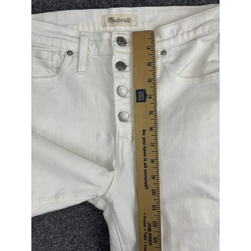 Madewell Jeans Womens 27 White 10 Inch High‎ Rise Skinny Crop Button Fly Raw Hem